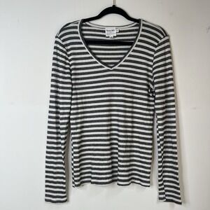 Anthropologie Michael Stars Black/White Shimmer Stripe‎ Shirt Women's Size M/L
